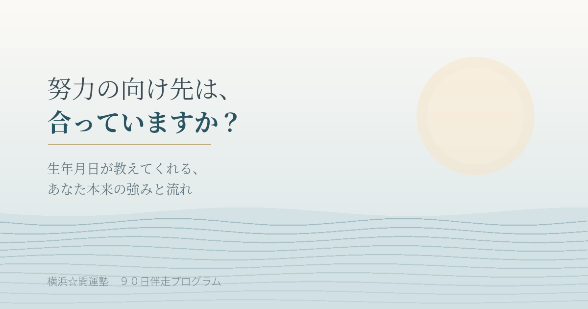 生年月日から本質を知り、努力の向け先を整える90日伴走プログラムのイメージ